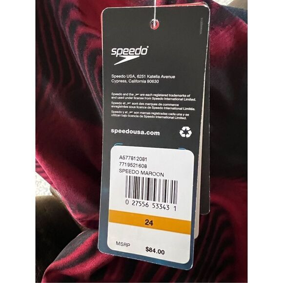 Speedo Endurance+ Women's Maroon Fusion Vibe CrossBack One Piece Suit Size 24 - Picture 6 of 6